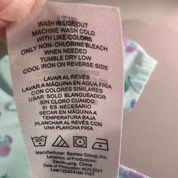 Disney Baby Girls Fit&Flare Dress, Light Blue w Minnie Mouse Cherry Pattern, 12M - Picture 4 of 5